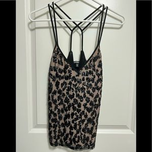 Express - Sequin Embellished Leopard Print Top